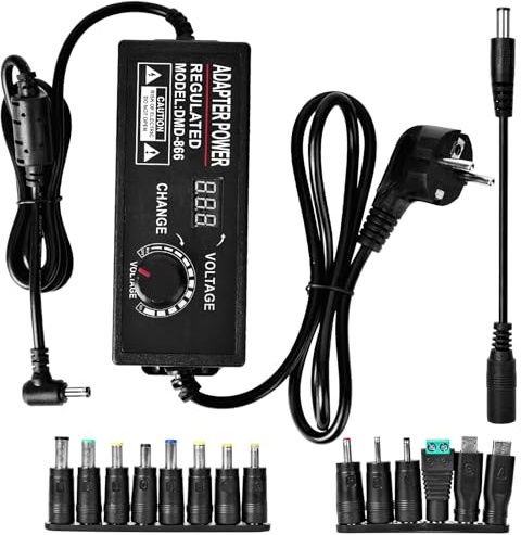 Alimentation Universelle 3V-36V, 4A 144W AC/DC Adaptateur Secteur Alimentation Transformateur avec 14 Embouts DC et Câble de Polarité Inversée, Universel Transformateur d'alimentation, Max 4000mA