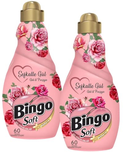 Bingo Weichspüler Konzentrat – Rose & Freesia Duft – 1440 ml – 2er Pack | Lang anhaltende Frische & Faserschutz