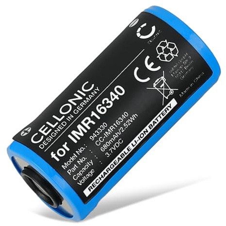 CELLONIC Battery compatible with Olight Baton 3, Perun Mini, IMR16340 | (680mAh-3.7V-Lithium Ion) for Olight S1R Baton II, ORB-16C05-10C