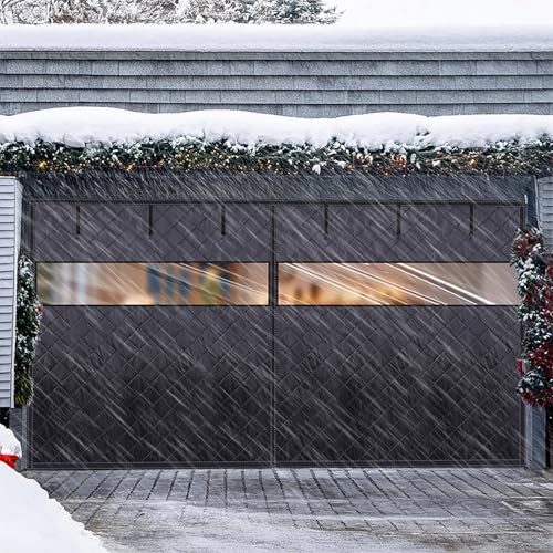 Rideau De Porte De Garage Magnétique À Isolation Thermique, Kit D'isolation pour Porte De Garage pour l'hiver,Rideau Isolant Thermique Tissu Oxford,Contre-portes avec Fenêtre Transparente