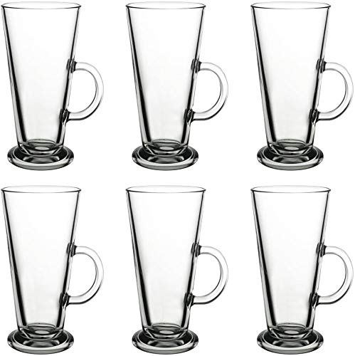 Pasabahce 55249 Lot de 6 verres à thé avec anse Vela 385 ml pour thé, latte macchiato, Irish Coffee, Punsch, vin chaud, chocolat chaud