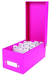 Rosa Lernbox DIN A8 - Karteikasten/Allzweckbox - 400 Karteikarten pink