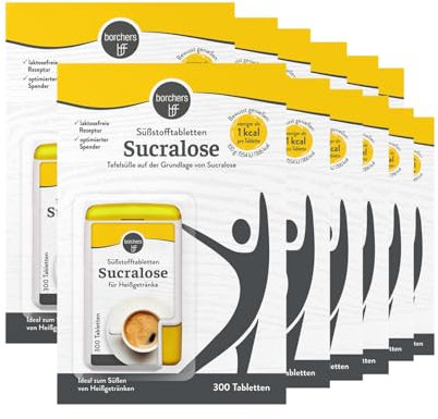 12 x Borchers Compresse dolcificanti al sucralosio, In un distributore, dolcificante da tavola, per caffè, tè e bevande calde 12 x 300 compresse