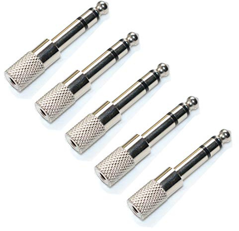 Oiyagai 5 Stück 6,35mm (1/4) Klinke Stecker auf 3,5mm (1/8) Buchse Stereo Audio Adapter – Doppelspur Kopfhörer Adapter für Verstärker, Mischpult, Lautsprecher, Kopfhörer, DIY Audio