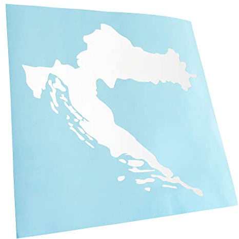 Kiwistar - Autoaufkleber - Kroatien Umriss Kontur - Weiss - 10,5x10cm - Heckscheibe Auto Aufkleber wetterfest für Kfz LKW Mofa Truck - Sticker außen selbstklebend Tuning Zubehör für Fenster Fahrzeug