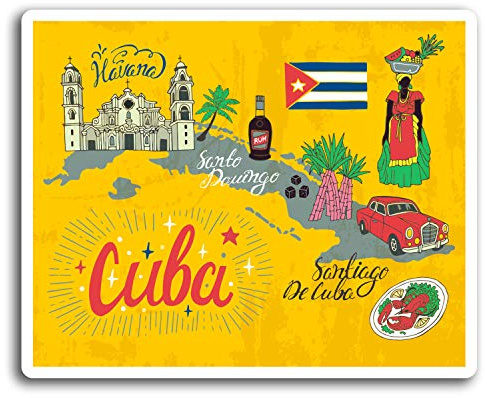 #19524 Vinyl-Aufkleber Kuba Havanna Reisekarte, 10 cm, 2 Stück
