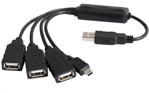 PremiumCord USB Hub 4 Port, Schwarzes Kabel, USB 2.0 High Speed, bis zu 480 Mbit/s