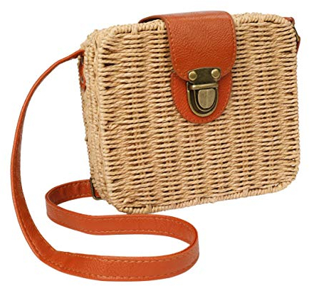 MaoXinTek Stroh Crossbody Tasche Frauen Weben Umhängetasche Böhmen Sommer Strand Geldbörse und Handtaschen für Reisen, Verabredung und Urlaub