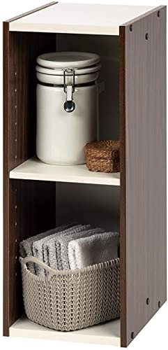 Iris Ohyama Platzsparendes Regal, 2 Ebenen, Braun, Verstellbar, Multifunktional, Modular, Für Wohnzimmer, Homeoffice, Schlafzimmer, Organisation, Bücher, CD, Dekor, Einfache Montage, UB-6025