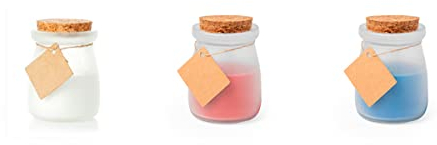 Lote 25 Tarros de Cristal con vela aromática, surtido en colores. Velas baratas para bodas, bautizos, comuniones, eventos, fiestas.