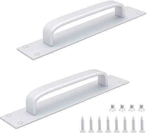 NUZAMAS Lot de 2 poignées de porte coulissante en alliage d'aluminium, poignées de porte d'incendie, poignées plates pour porte d'armoire, 20 cm x 4 cm, argent