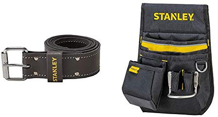 Stanley STST1-80119 Cintura in cuoio per foderi porta utensili & 1-96-181 Fodero Porta Utensili