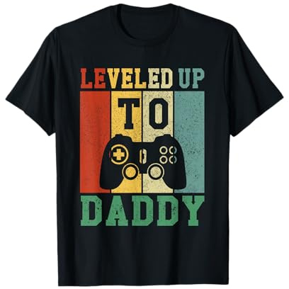 Leveled Up to Daddy Werdender Papa Werdender Vater T-Shirt