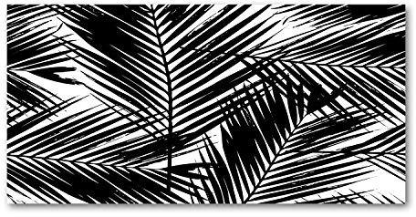 Tulup Splashback 39.37x19.68 inch / 100x50cm Glass Panel Wall Protection Induction Cooker Tempered Glass Toughened Safe Glass Kitchen Panel Splash-back Kitchen - Black and white - leaves of the palm