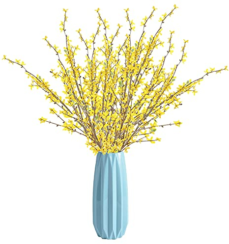 MSUIINT Künstliche Forsythien-Blumen, Forsythien-Zweige, gelbe künstliche Forsythie-Zweige, künstliche Jasminstiele, Blumensträuße aus Seide, 4 Stück