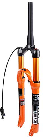 VPPV 28 Zoll Federgabel, MTB 26 27,5 Zoll Fahrrad Radfahren Konische Röhre Fernbedienung Einstellbar Steerer Scheibenbremse Federweg 100mm (Farbe : B, Size : 26 INCH)
