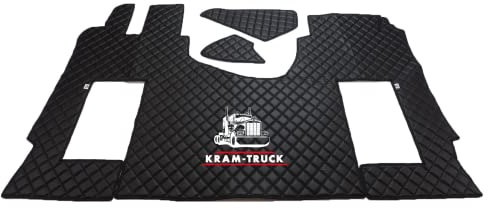 KRAM-TRUCK LKW FUßMATTEN | KOMPATIBEL MIT Mercedes ACTROS MP4 MP5 | Auto | Teppich | Accessoires | FUSSMATTEN | PNEUMATISCHER BEIFAHRERSITZ SCHWARZ