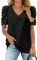 Aokosor Black T Shirts Womens Blouses Ladies Tops Summer V Neck Puff Sleeve Swiss Dot Tops Size 22-24