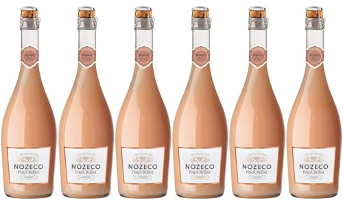 Nozeco - Peach Bellini Alcohol Free Sparkling Drink made from alcohol-removed Wine - Natural Peach Flavour - Vegan - Case of 6 (6 x 0.75 L) Sparkling Wine