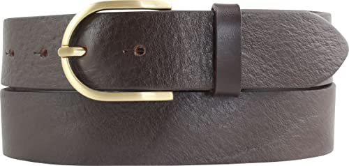 BELTINGER Damen-Gürtel aus Vollrindleder 3,5 cm | Jeans- und Chino-Gürtel 35mm Mit Runder, Goldener Schließe
