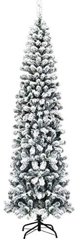 LIFEZEAL Albero di Natale Artificiale 225 cm, Innevato, Slim, Pino Natalizio Foltissimo, 641 Rami, Christmas Tree, in PVC, Base Pieghevole in Metallo, Realistico, Montaggio Facile, Interno, Esterno