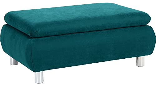 58 aufm Kessel Hocker Kaye Bezug Veloursstoff Metallfuß verchromt/Petrol 23118