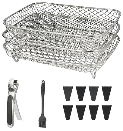 Magla Rectangle Ninja Air Fryer Rack Set. Air Fryer Accessories for Ninja Dual Air Fryer AF300UK, AF400UK and Salter/Instant/Tower Double Air Fryers etc, Air Fryer Basket, Kitchen Accessories