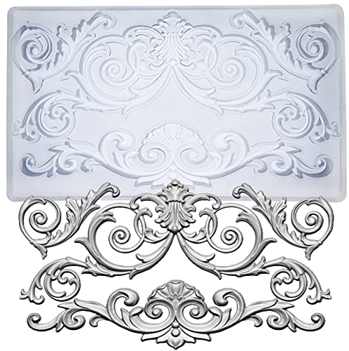 musykrafties Molde de silicona retro Garland para yeso de arcilla seca al aire libre, moldes de fondant barroco, WD-4714