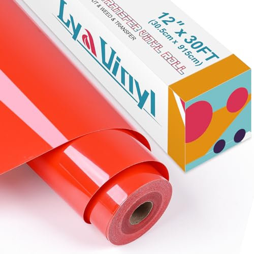 Lya Vinyl Heat Transfer Vinyl 12 x 30ft Red Iron On Vinyl Roll for Cricut, Silhouette Cameo, Premium HTV for DIY Clothes, Bags, Shoes and Other Textiles