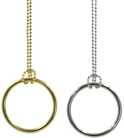 MOMOMAGE 1 x großer Ring und Kette, Zaubertricks, Metallknotenring an Kette, magische Requisite, Nahaufnahme, Straße, magische Illusion (Silber)