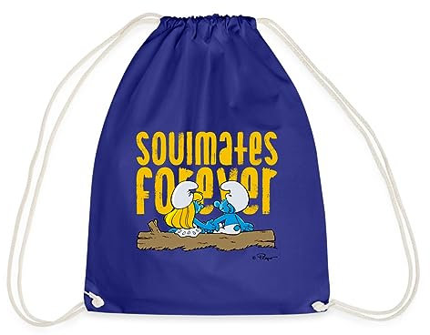 Spreadshirt Die Schlümpfe Schlumpfine Soulmates Forever Turnbeutel, One size, Königsblau