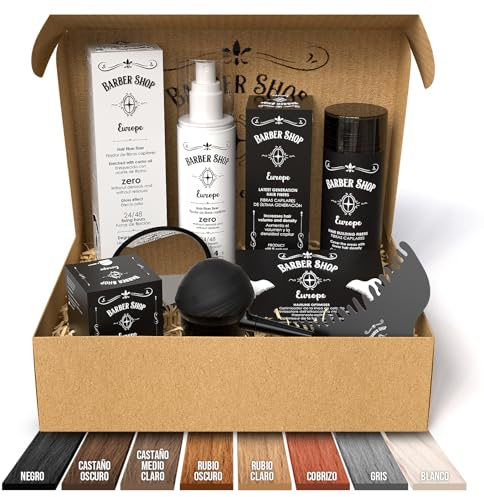 Kit X5 Fibras Negro - Fibra Capilar para Hombre y Mujer - Aplicador, Fijador, Optimizador con Espejo - Hair Fibers - Polvos Pelo