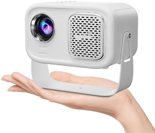 Mini Beamer, Bluetooth WLAN Beamer, Heimkino Video Projektor,Tragbarer Mobiler Beamer Led Unterstützt 1080P, 360° Drehung Kleiner WiFi Beamer Kompatibel mit iOS/USB/Fire Stick