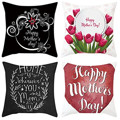 TianWlio Kissenhülle Danke für Alle Mama Geschenk Muttertag Festliche Kissenbezüge Wohnzimmer Sofa Schlafzimmer Dekoration Kissenbezüge Mama Kissenbezug Sprüchen Muttertag (Black, One Size)