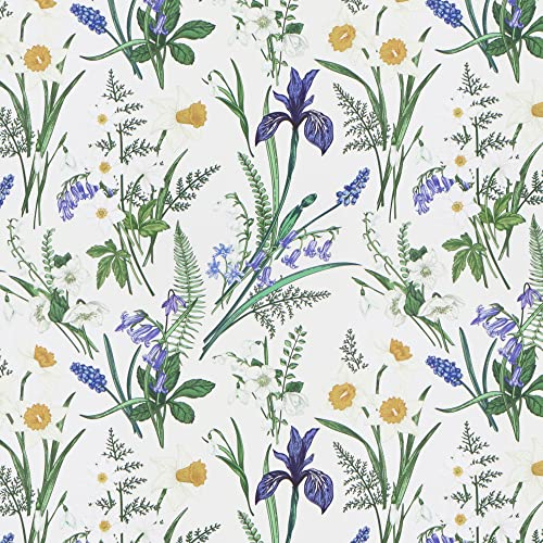 Timeet Selbstklebende Tapete Weiß Matt Blumen 39x1000cm Klebefolie Muster Botanischer Floral Möbelaufkleber Wasserdichte Möbelfolie Selbstklebend Vinyl Folie für Möbel Schrank Küche Wand