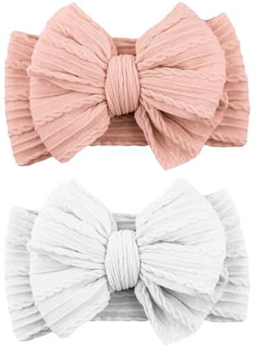 Tinkber 2 Pcs Bébé Bandeaux, Coiffe Douce et Mignonne Bandeau, Bandeau à Nœuds pour Bébé Fille, Bandeaux Élastiques Nouveau-Né, Bandeaux à Nœud Papillon pour Bébé, pour Nouveau-Né, Tout-Petits
