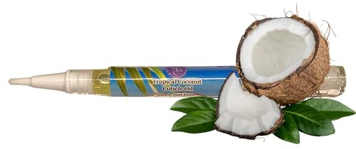Tropical Coconut. Coconut Scented Cuticle Oil. Natural Ingredients. Vegan & Cruelty Free. 3ml Twist Pen for Easy Application. Moisturising, Nourishing, Conditioning