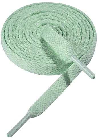Gendewiner 1 Paar 150cm Lang Hellgrün Schnürsenkel 8mm Breite Flach Schuhbänder Shoe Rope Laces für Converse Adidas Asics Schlittschuhe Vans Air Force 1 Chucks Sneaker Veja Laufschuhe