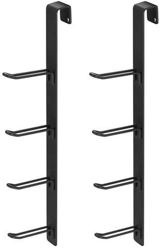 ANBEEISS 2 Pcs Over Door Hooks, Vertical Over The Door Hanger, Black Over The Doors Hooks with 4 Hook for Bedrooms Bathrooms Towel Clothes Bag Storage Hangers