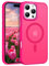 DOMAVER Magnétique Coque iPhone 16 Pro Max, Compatible avec Magsafe, Etui iPhone 16 Pro Max Translucide Mat, Housse Fine Antichoc, Rose Fluo