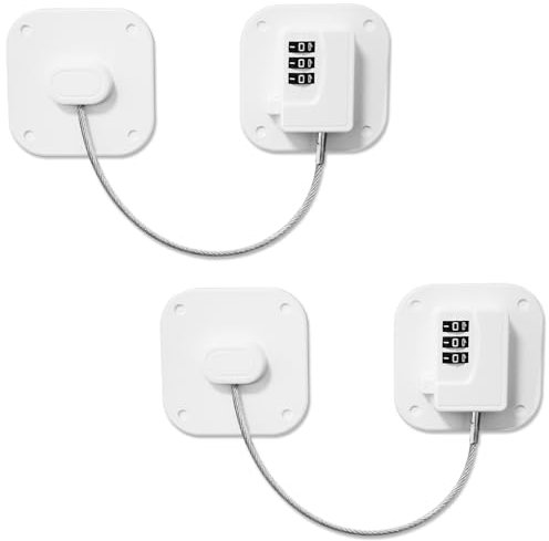 YTOOK 2Pcs Square Digital Password Refrigerator Lock, Child Safety Window Lock Cabinet Lock, Adhesive Safety Kids Lock Suitable Freezer Door File Drawer Cabinet Cupboard Windows (White)