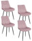 Baroni Home Set di 4 Sedie Moderne con Rivestimento in Velluto e Gambe in Acciaio Nero, Poltrona da Soggiorno, Camera da Letto, Sala da Pranzo, 53x86x44 cm, Rosa Cipria