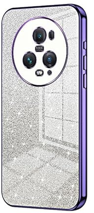 Coque arrière pour smartphone Coque de protection hybride en TPU Compatible with Huawei Honor Magic 6, galvanoplastie à paillettes transparentes, fine, transparente, anti-rayures, absorption des chocs