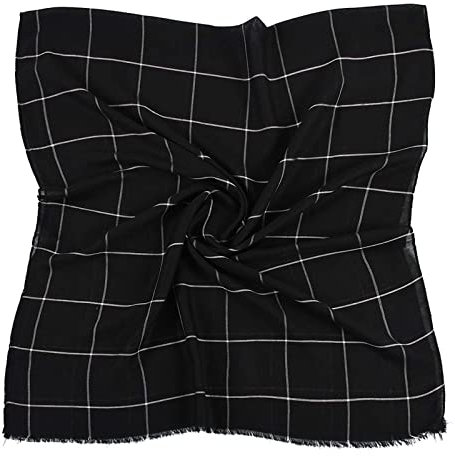 IQYU Schal Dreieck Leinen Gitter Druck Paris Gaze Schal Krawattenschal Verhindert Sonnenbaden im Großer Schal Herren Schal Kurz (Black, One Size)