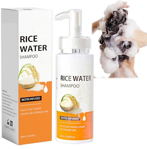 Hppsctink Rice water shampoo, 200ml Reiswasser Shampoo, Reinigendes Haar, Nährt krauses, trockenes Haar, Haarglanz Pflegeshampoo, shampoos