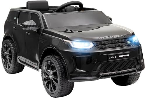 AIYAPLAY Voiture électrique Enfants sous Licence Land Rover Discovery Sport véhicule électrique 12V avec télécommande 2,4G, lumières LED, Musique et klaxon, démarrage Lent, pour 3 à 6 Ans, Noir