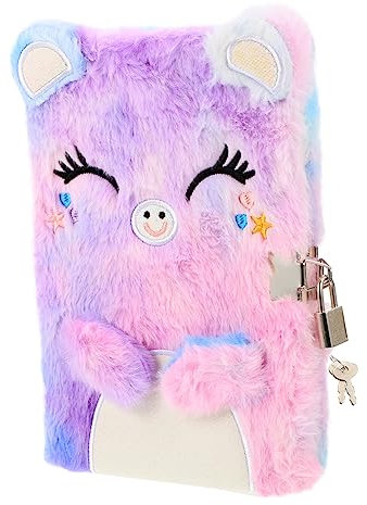 HONMEET Flauschiges Notizbuch Für Jungen Und Mädchen Entzückendes Tagebuch Für Mädchen Plüsch-notizbuch Notizbuch Mit Schloss Schreibjournal Für Jungen Und Mädchen