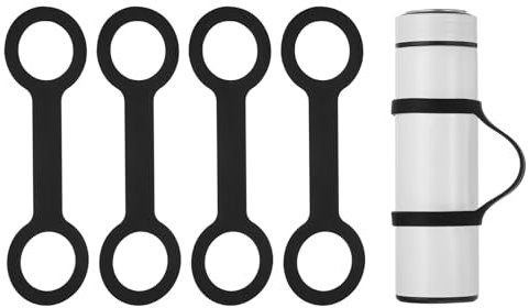 PATIKIL Water Bottle Carrier Grip, 4 Pcs Portable Soft Silicone Non-Slip Water Handle Grip Water Bottle Holder Strap for Outdoor Running Bike Gym Jogging Carrying, Black