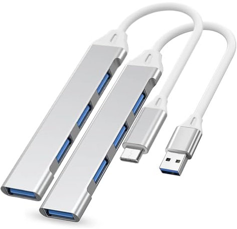 Hub USB 4 in 1 Confezione con 2 hub USB, Connettori USB e USB C. Adattatore USB Multiple Mini Hub USB per PC, Laptop, McBook Windows, Switch, Chromecast, Xiaomi, Redmi, Android