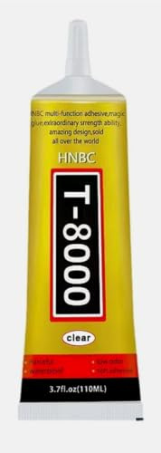 HNBC T-8000 colle adhésifs transparent étanche et solides, flexibles, multi-usages pour écran de smartphone, céramique, métal, bois, verre, tissu, PU, plastique, chaussures, bijoux, cuir,